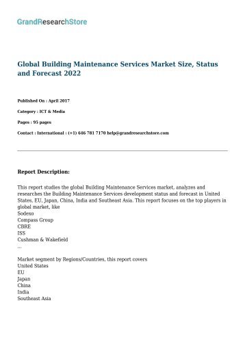 Global Building Maintenance Services Market Size, Status and Forecast 2022