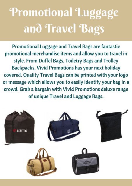 Promotional Luggage and Travel Bags