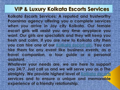 Kolkata Escorts Services By Poornima Salian
