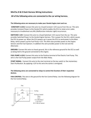 MiniTec B & D Dash Harness Wiring Instructions: All of the following ...