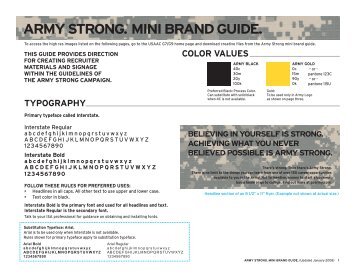 color values army strong.® mini brand guide. - U.S. Army