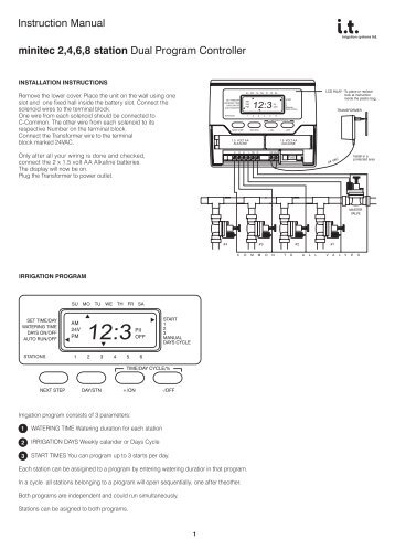 minitec 2,4,6,8 station Dual Program Controller Instruction Manual