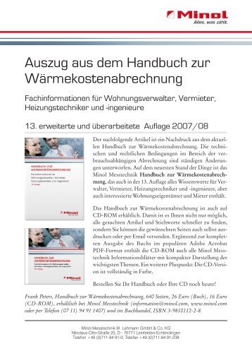 Auszug aus dem Handbuch zur Wärmekostenabrechnung - 13 ...