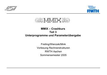 MMIX – Crashkurs Teil 3 Unterprogramme und Parameterübergabe