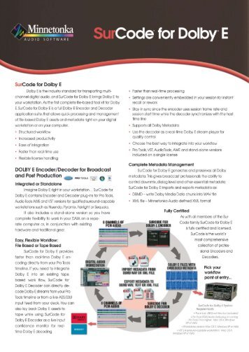 SurCode for Dolby E Encoder