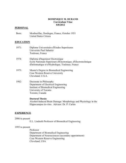 View Curriculum Vitae (pdf) - Physiology and Biophysics - Case ...