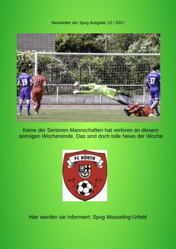 13 Newsletter Nummer 2017 der Spvg Wesseling Urfeld