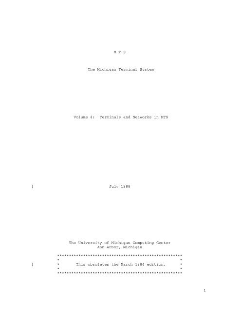 MTS Volume 4 - Terminals and Networks (3278)