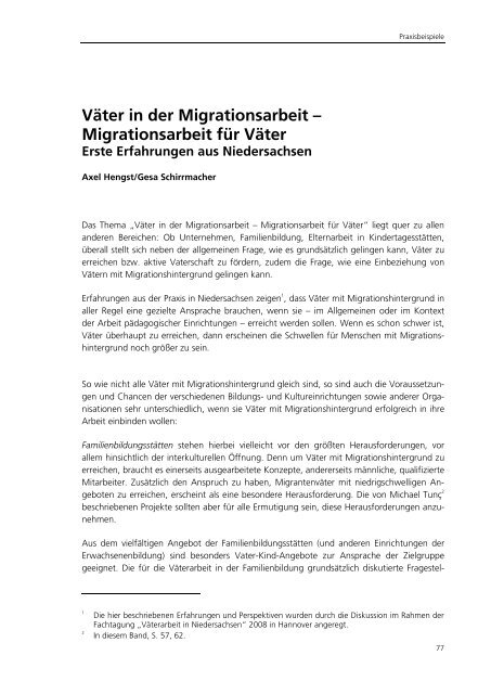 Väterarbeit - Familien mit Zukunft