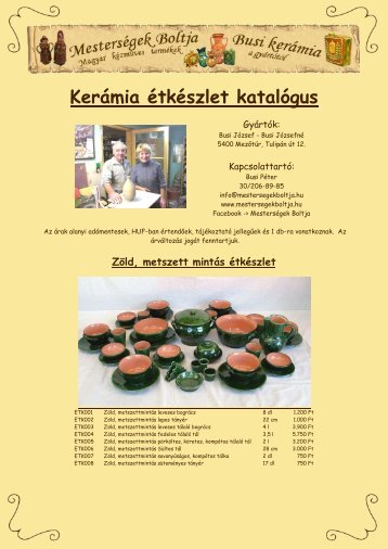 Kerámia étkészlet katalógus - Mesterségek Boltja