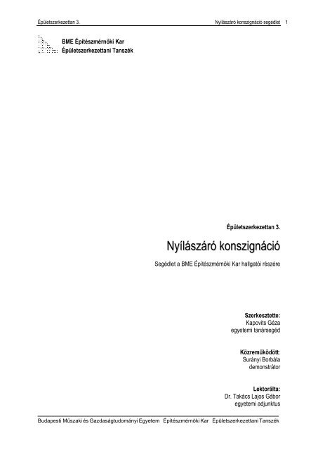 üvegminták - BME Építészmérnöki Kar - Budapesti Műszaki és ...