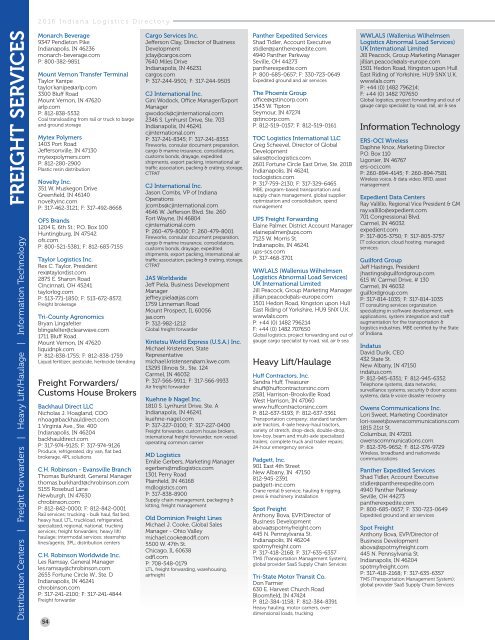 2016 Indiana Logistics Directory