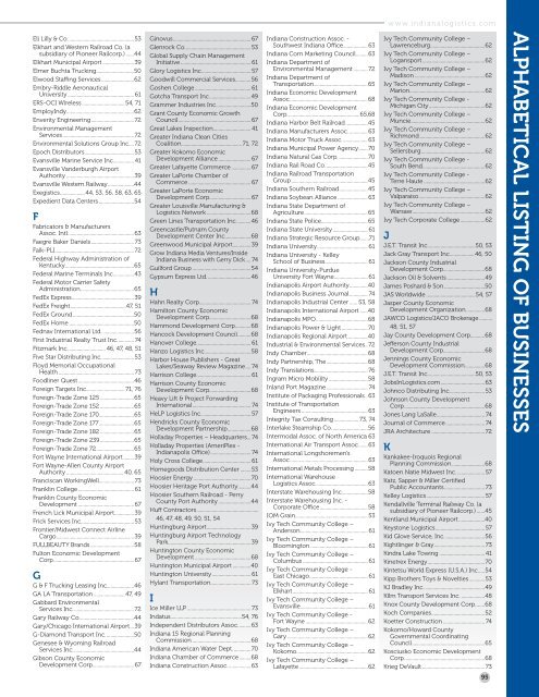 2016 Indiana Logistics Directory