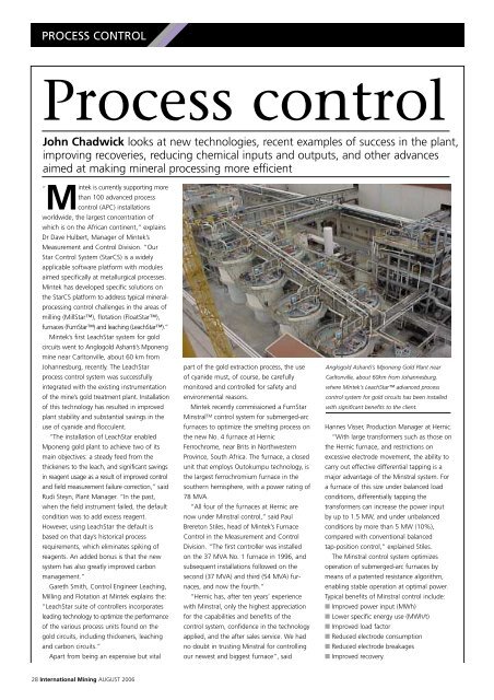 PROCESS CONTROL John Chadwick looks at new ... - InfoMine