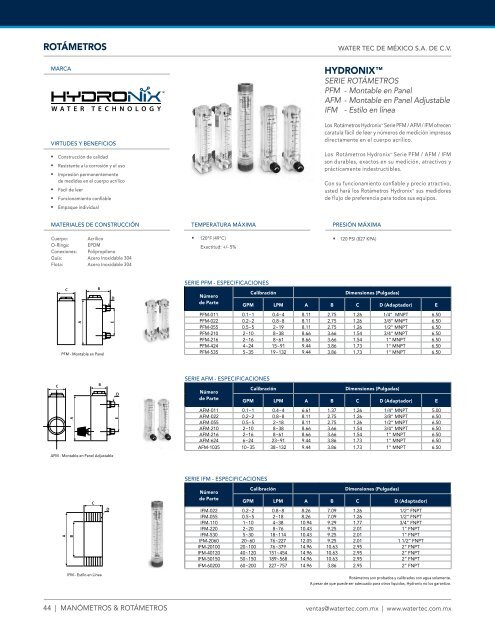 Water Tec - WTM_Catalogo_2016 copia