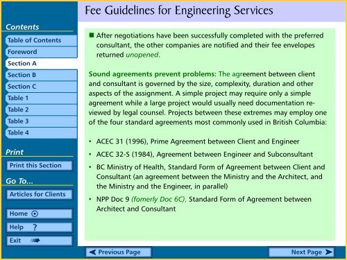 Fee Guidelines for Engineering Services Table Of Contents - APEGBC