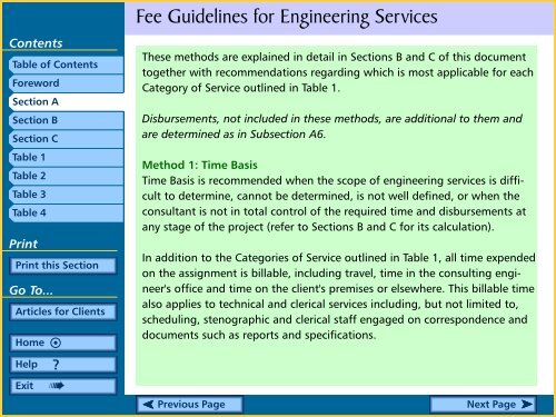 Fee Guidelines for Engineering Services Table Of Contents - APEGBC