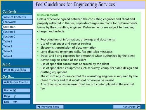 Fee Guidelines for Engineering Services Table Of Contents - APEGBC