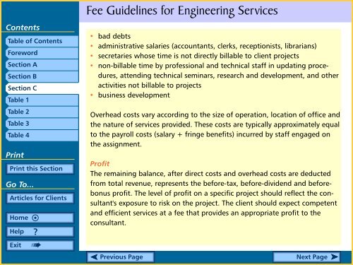 Fee Guidelines for Engineering Services Table Of Contents - APEGBC