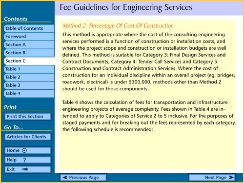 Fee Guidelines for Engineering Services Table Of Contents - APEGBC