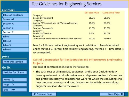 Fee Guidelines for Engineering Services Table Of Contents - APEGBC