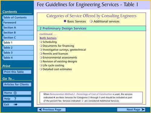 Fee Guidelines for Engineering Services Table Of Contents - APEGBC