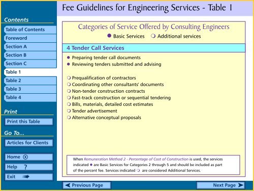 Fee Guidelines for Engineering Services Table Of Contents - APEGBC