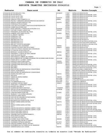 camara de comercio de reporte tramites recibidos 09042012 cali