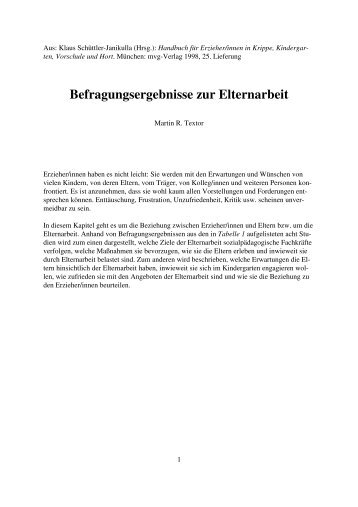 Befragungsergebnisse zur Elternarbeit