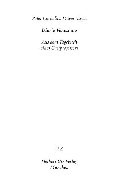 Peter Cornelius Mayer-Tasch Diario Veneziano Aus dem Tagebuch ...