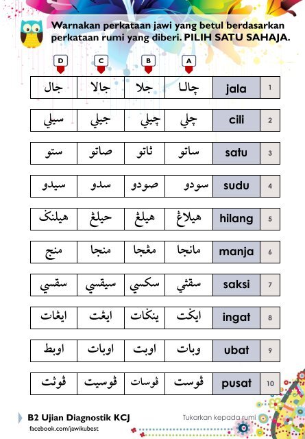 Warnakan perkataan rumi y