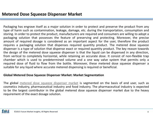 Metered Dose Squeeze Dispenser Market
