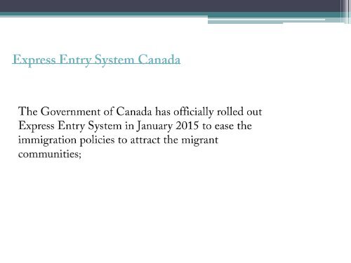 Canada Express Entry Visa