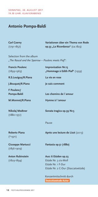 Raritäten der Klaviermusik. 2017 Brochure. Highres for print