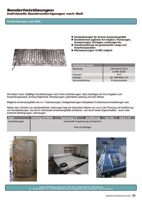 Preisliste eh-technik 2017-2018 - Elektrische Heizsysteme