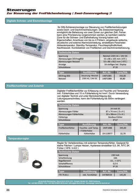 Preisliste eh-technik 2017-2018 - Elektrische Heizsysteme