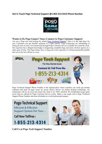 Pogo Technical Support @1-855-213-4314Toll-Free Number