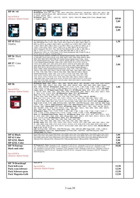 Ankaufliste volle Toner Tinte Tintenpatronen Ankauf buy unused full OEM Cartridges Mai 2017