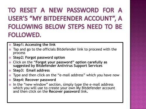 Steps to Reset Bitdefender Account Password