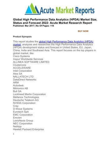 Global High Performance Data Analytics (HPDA) Market