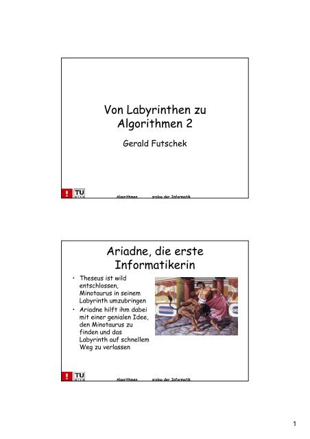 Von Labyrinthen zu Algorithmen 2 Ariadne, die erste Informatikerin