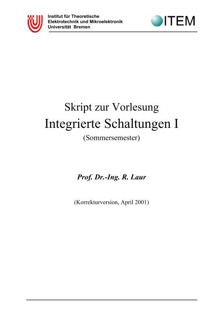 Prof. Dr.-Ing. R. Laur - Universität Bremen