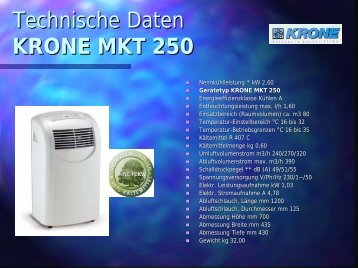 Technische Daten KRONE MKT 250