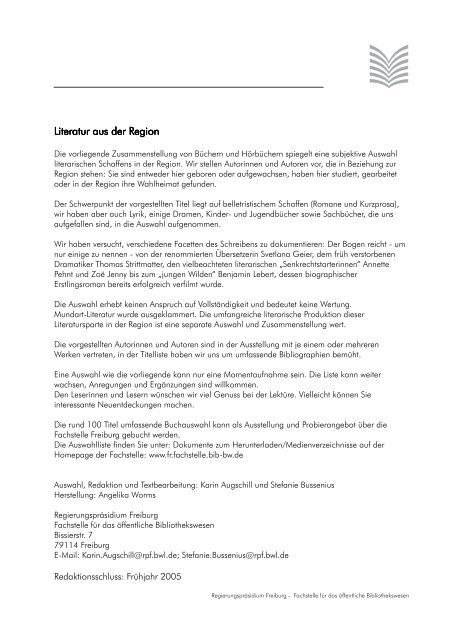 Literatur aus der R Literatur aus der Region - Regierungspräsidium ...