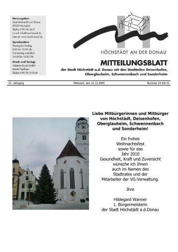 Jahresrückblick 2009 - Verwaltungsgemeinschaft Höchstädt ad Donau