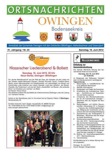 Owingen 2025 Am 14 Juli 2012 16 00 Uhr In Der Ortsmitte