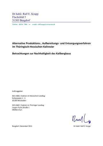 Dr.habil. Ralf E. Krupp Flachsfeld 5 31303 Burgdorf Alternative ...