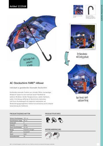 Werbeschirm, Regenschirm mit Allover-Druck, vollflächig