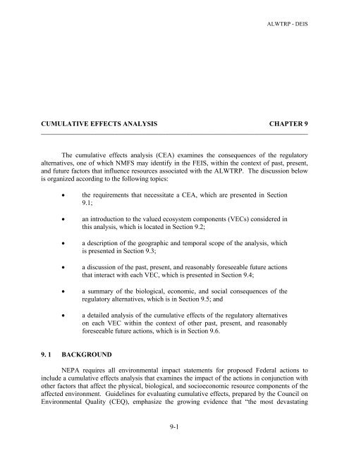 9-1 CUMULATIVE EFFECTS ANALYSIS CHAPTER 9 The cum