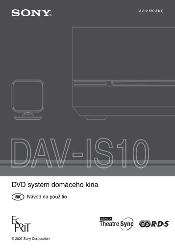 Sony DAV-IS10 - DAV-IS10 Istruzioni per l'uso Slovacco